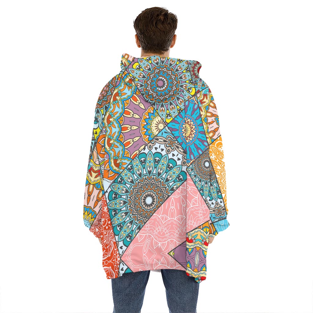 Patchwork Mandala Bohemian Pattern Print Hoodie Blanket