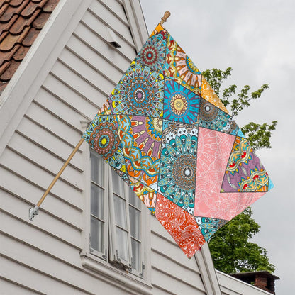 Patchwork Mandala Bohemian Pattern Print House Flag