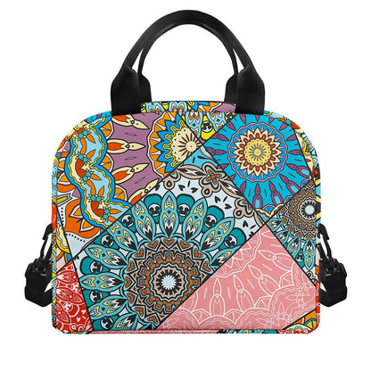 Patchwork Mandala Bohemian Pattern Print Insulated Lunch Bag