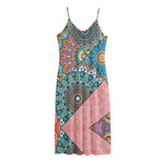 Patchwork Mandala Bohemian Pattern Print Jersey Midi Cami Dress