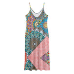 Patchwork Mandala Bohemian Pattern Print Jersey Midi Cami Dress