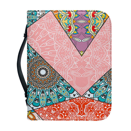 Patchwork Mandala Bohemian Pattern Print Leather Bible Cover