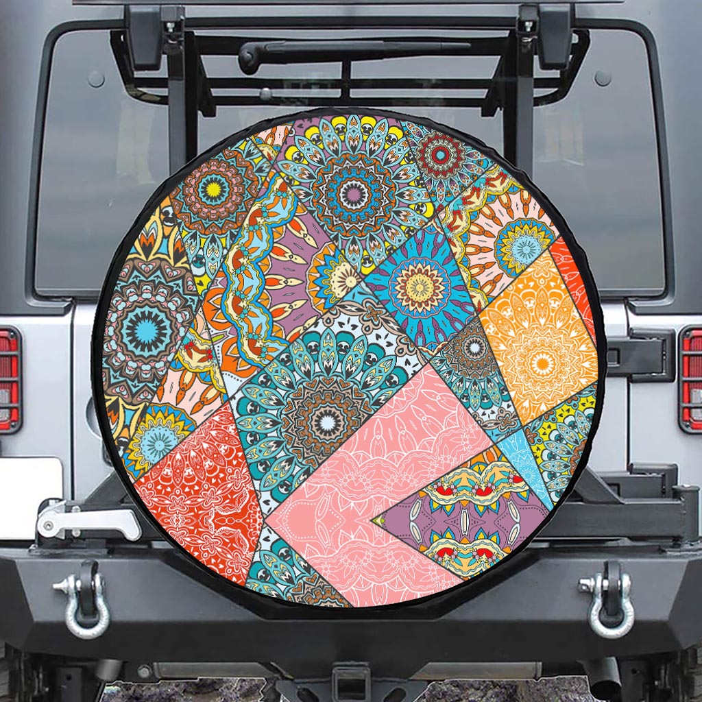 Patchwork Mandala Bohemian Pattern Print Leather Spare Tire Cover
