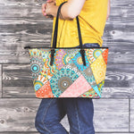 Patchwork Mandala Bohemian Pattern Print Leather Tote Bag