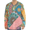 Patchwork Mandala Bohemian Pattern Print Long Sleeve Baseball Jersey