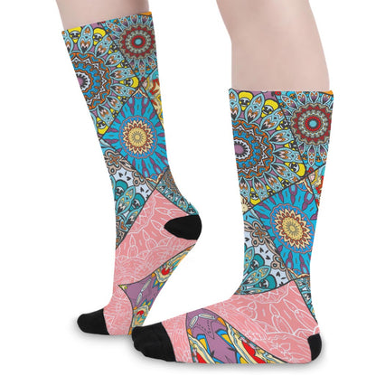 Patchwork Mandala Bohemian Pattern Print Long Socks