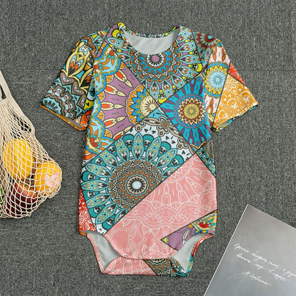 Patchwork Mandala Bohemian Pattern Print Men's Bodysuit