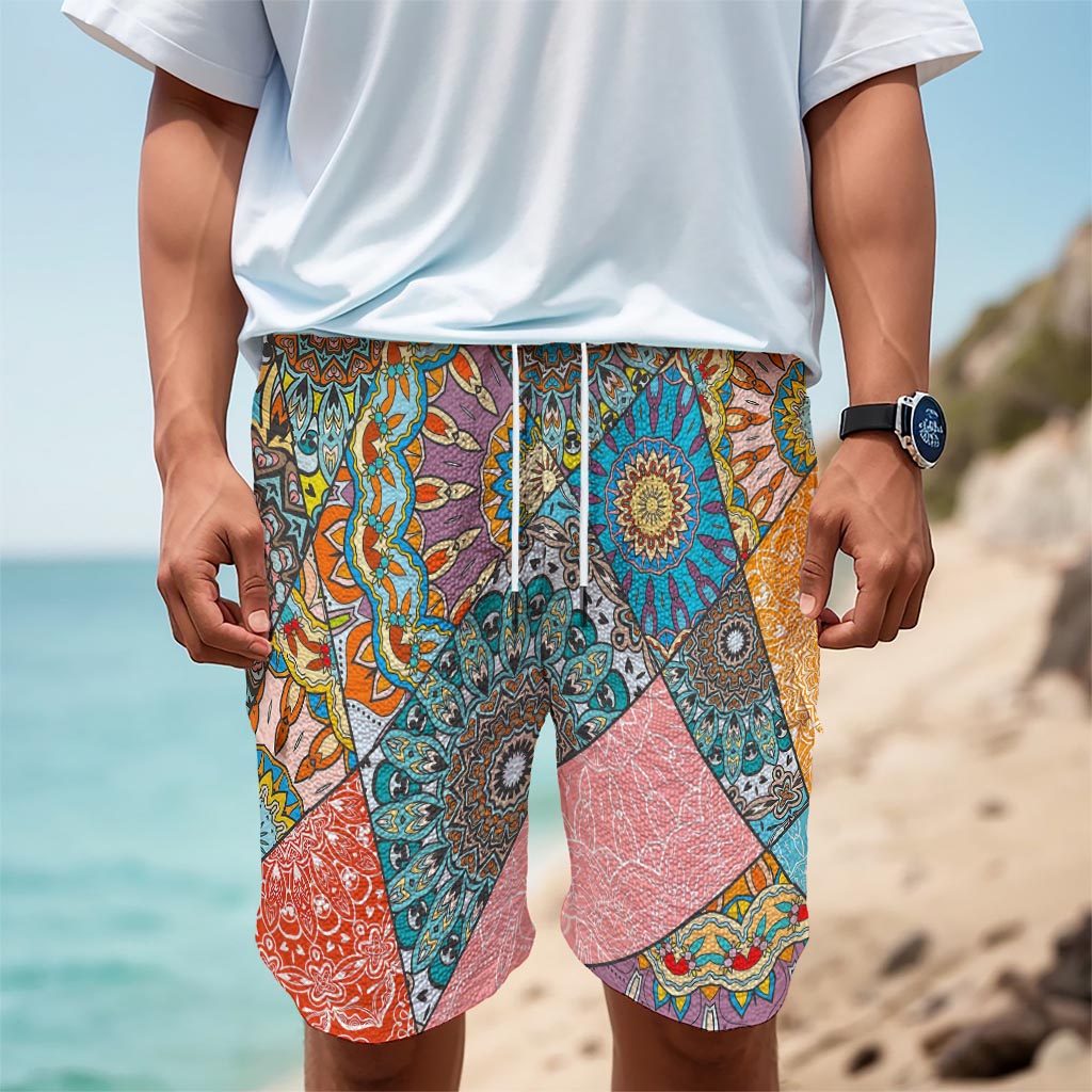 Patchwork Mandala Bohemian Pattern Print Men's Cargo Shorts