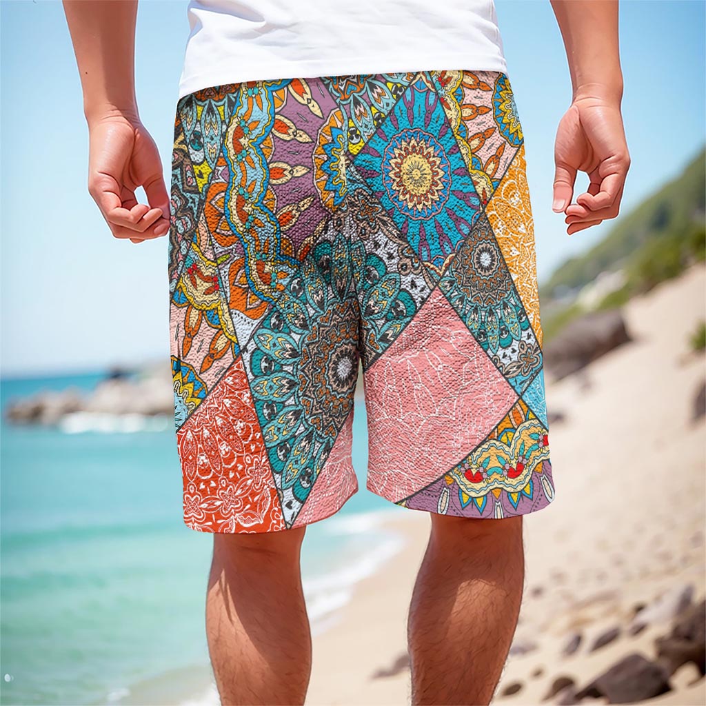 Patchwork Mandala Bohemian Pattern Print Men's Cargo Shorts