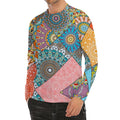 Patchwork Mandala Bohemian Pattern Print Men's Long Sleeve Rash Guard