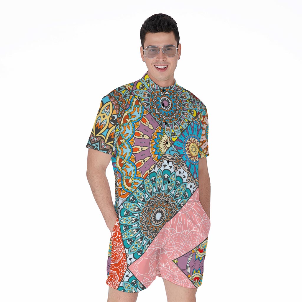 Patchwork Mandala Bohemian Pattern Print Men's Rompers