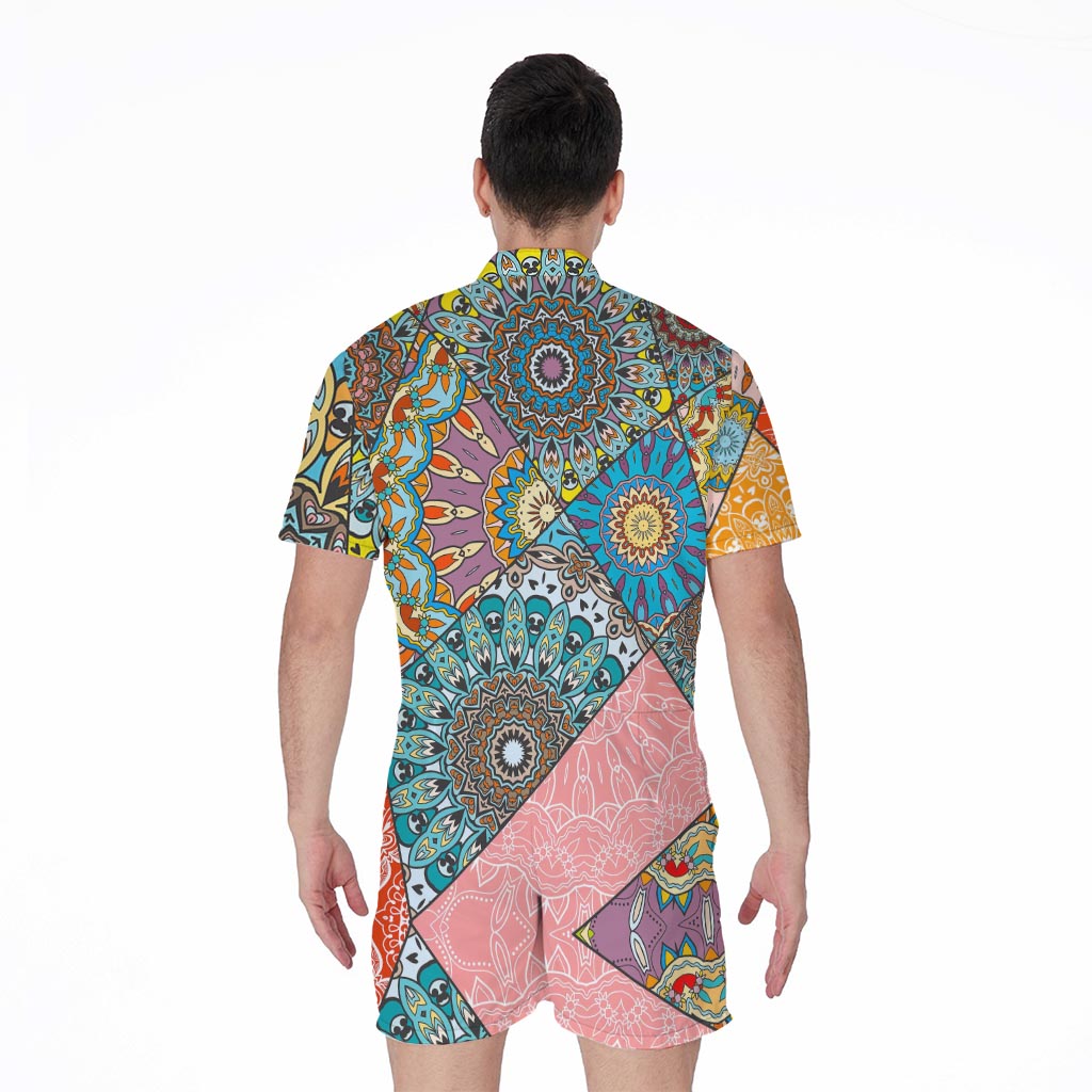 Patchwork Mandala Bohemian Pattern Print Men's Rompers