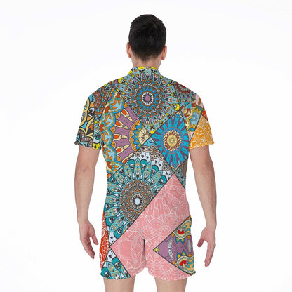Patchwork Mandala Bohemian Pattern Print Men's Rompers
