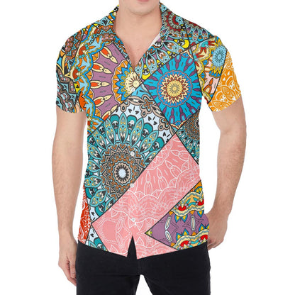 Patchwork Mandala Bohemian Pattern Print Men's Shirt