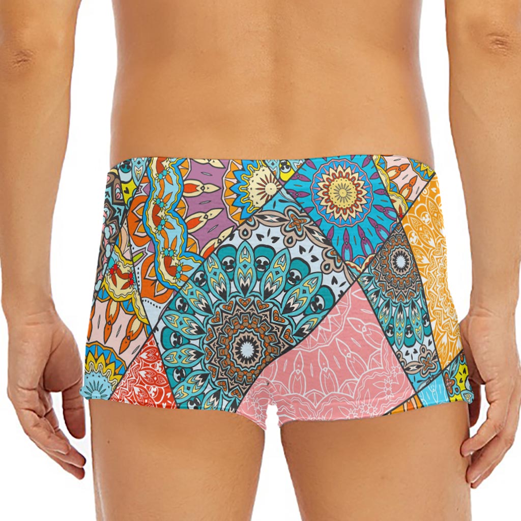 Patchwork Mandala Bohemian Pattern Print Men's Short Boxer Briefs