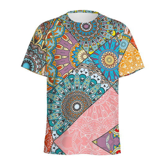 Patchwork Mandala Bohemian Pattern Print Men's Sports T-Shirt
