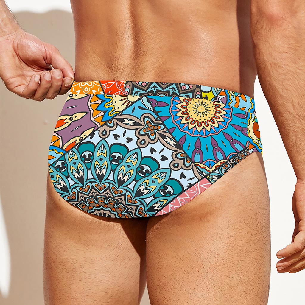 Patchwork Mandala Bohemian Pattern Print Men's Swim Briefs
