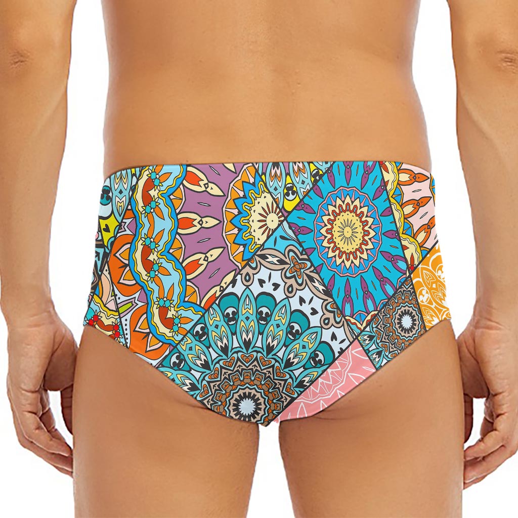 Patchwork Mandala Bohemian Pattern Print Men's Triangle Swim Briefs