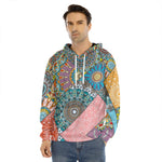 Patchwork Mandala Bohemian Pattern Print Men's Velvet Pullover Hoodie