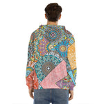 Patchwork Mandala Bohemian Pattern Print Men's Velvet Pullover Hoodie