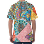 Patchwork Mandala Bohemian Pattern Print Men's Velvet T-Shirt