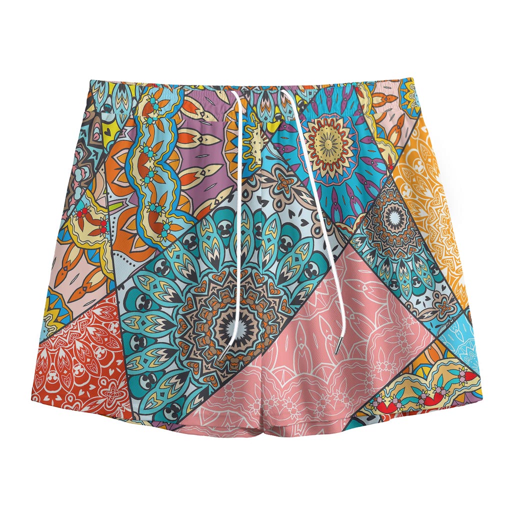 Patchwork Mandala Bohemian Pattern Print Mesh Shorts