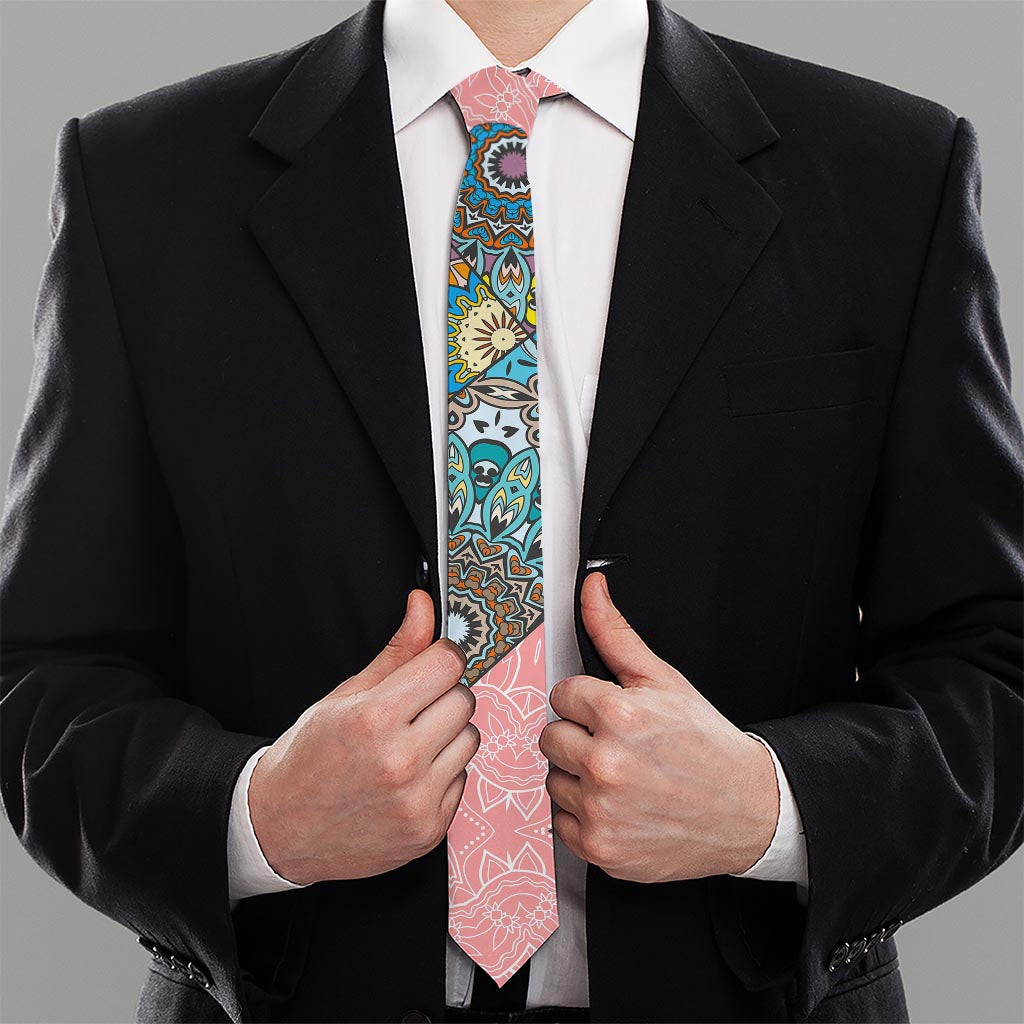 Patchwork Mandala Bohemian Pattern Print Necktie
