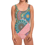 Patchwork Mandala Bohemian Pattern Print One Piece Swimsuit