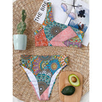 Patchwork Mandala Bohemian Pattern Print One Shoulder Bikini Top