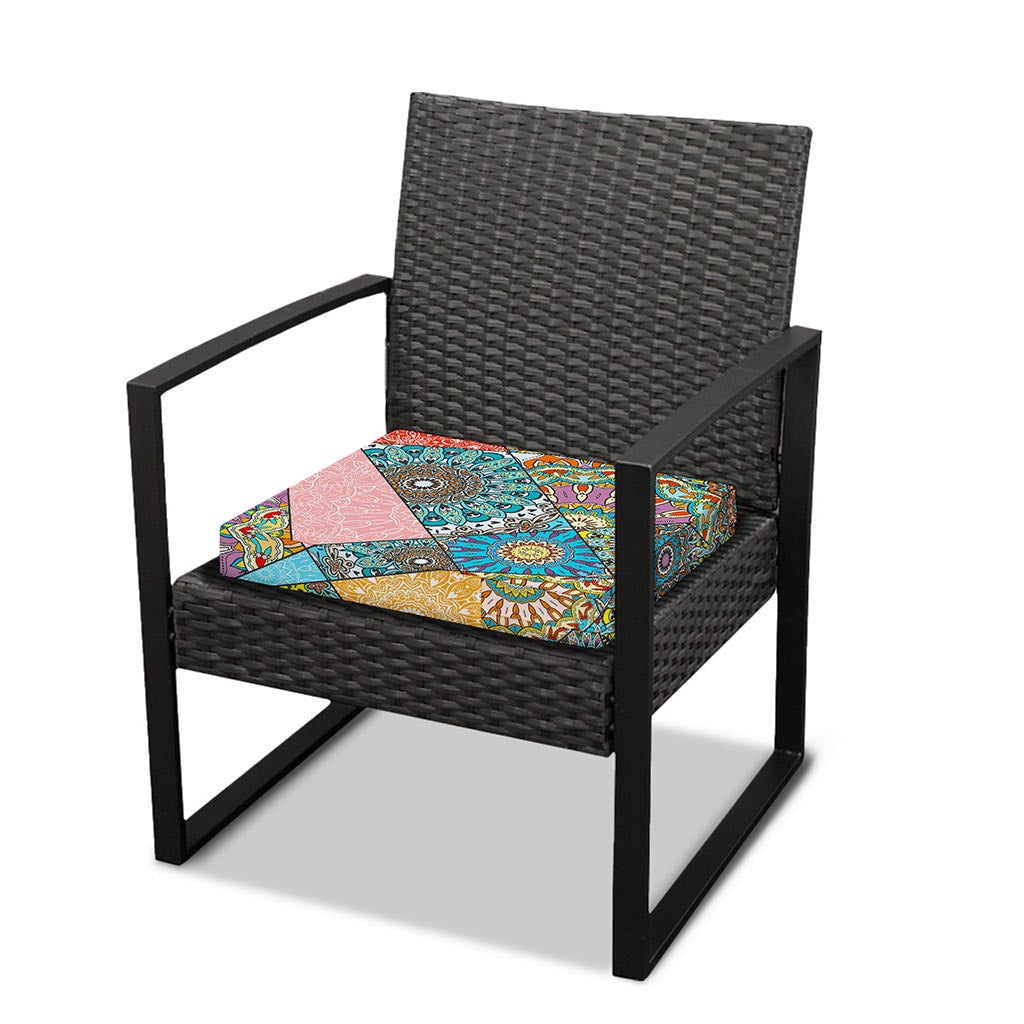 Patchwork Mandala Bohemian Pattern Print Outdoor Seat Cushion Cover
