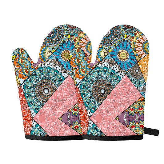 Patchwork Mandala Bohemian Pattern Print Oven Mitts