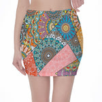 Patchwork Mandala Bohemian Pattern Print Pencil Mini Skirt