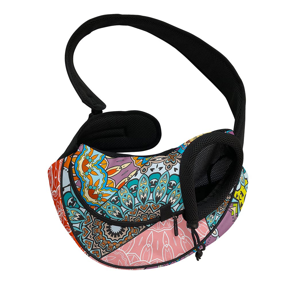 Patchwork Mandala Bohemian Pattern Print Pet Sling Carrier