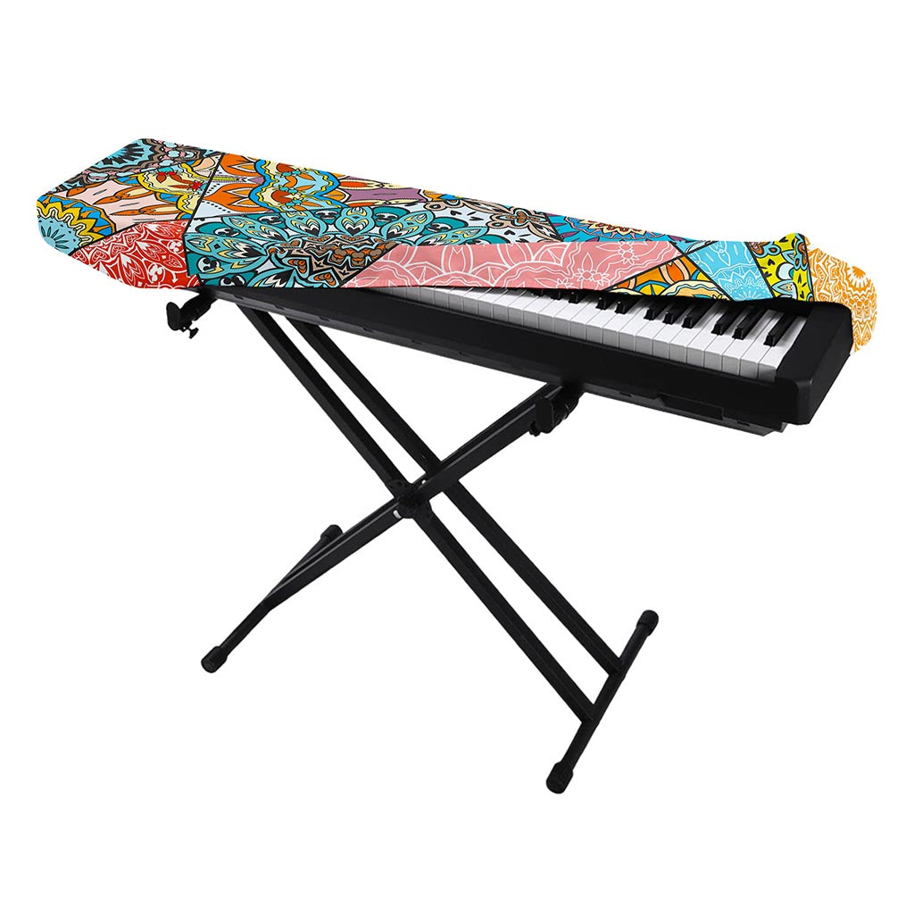 Patchwork Mandala Bohemian Pattern Print Piano Keyboard Cover