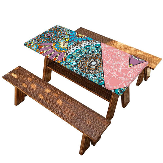 Patchwork Mandala Bohemian Pattern Print Picnic Table Cover