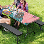 Patchwork Mandala Bohemian Pattern Print Picnic Table Cover