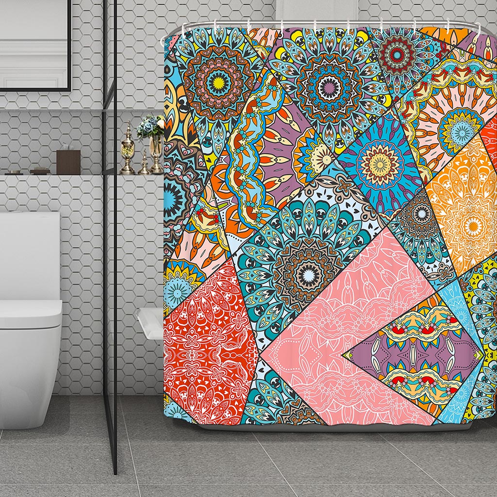 Patchwork Mandala Bohemian Pattern Print Polyester Shower Curtain