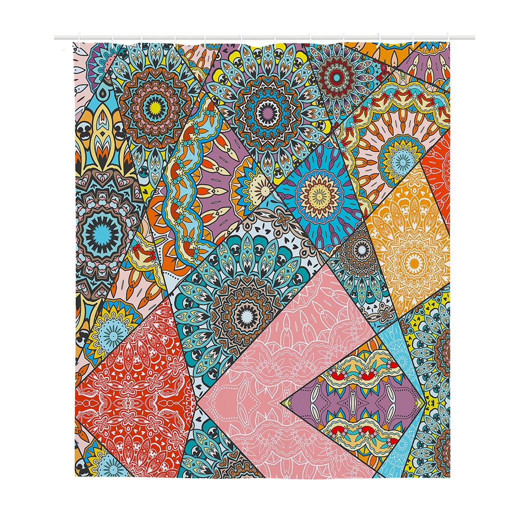 Patchwork Mandala Bohemian Pattern Print Polyester Shower Curtain