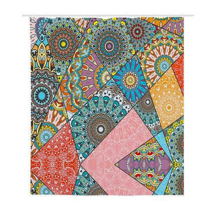 Patchwork Mandala Bohemian Pattern Print Polyester Shower Curtain