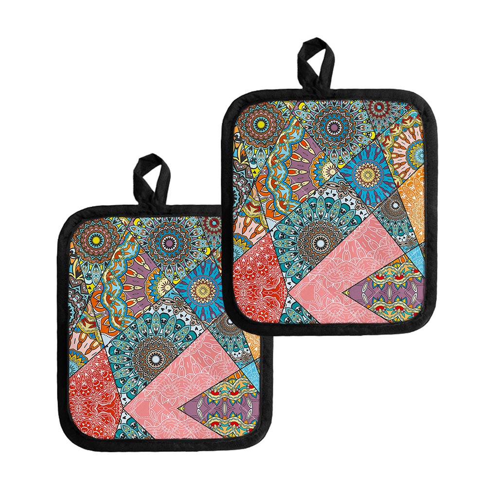 Patchwork Mandala Bohemian Pattern Print Pot Holders