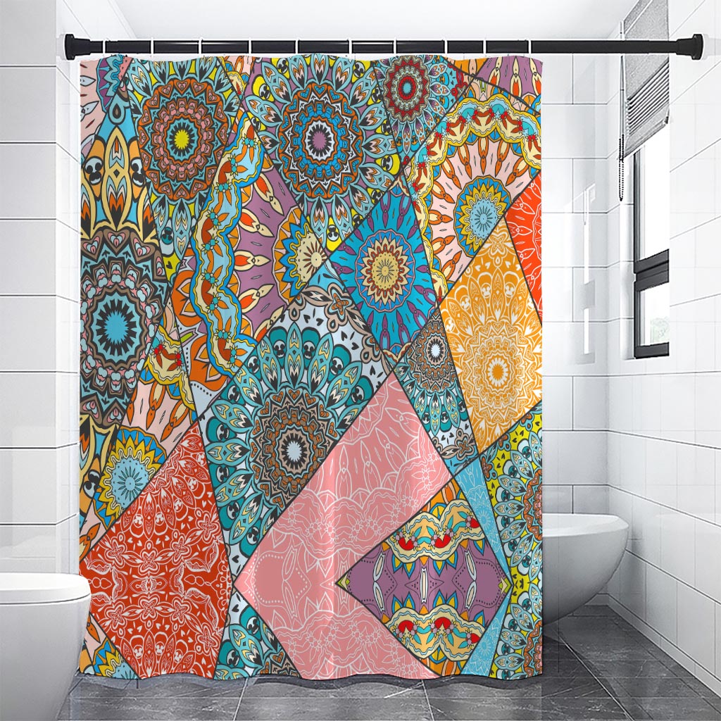 Patchwork Mandala Bohemian Pattern Print Premium Shower Curtain