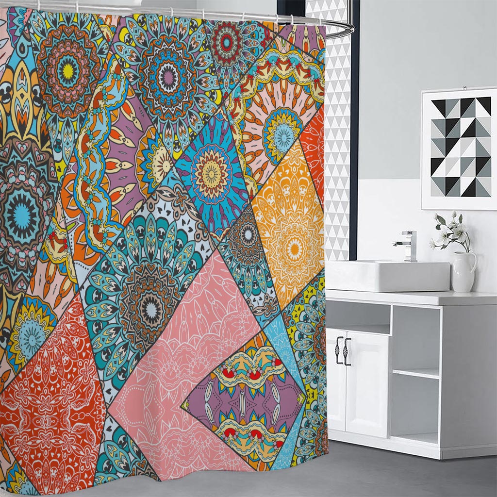 Patchwork Mandala Bohemian Pattern Print Premium Shower Curtain