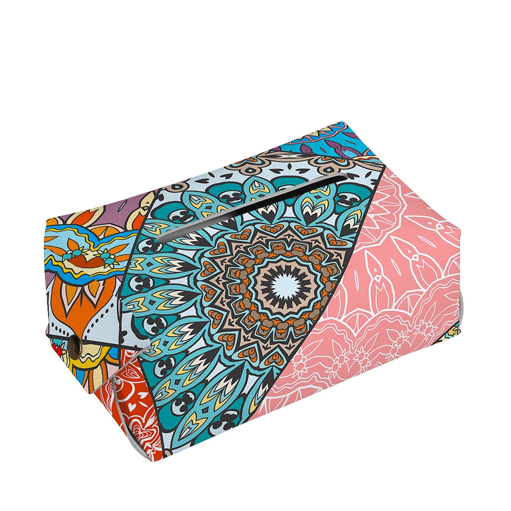 Patchwork Mandala Bohemian Pattern Print Rectangle Tissue Box Cover