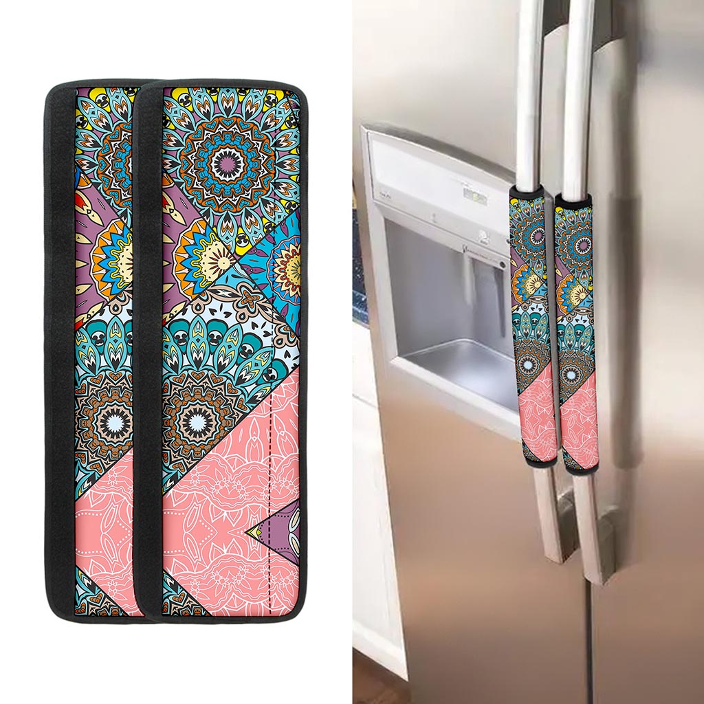 Patchwork Mandala Bohemian Pattern Print Refrigerator Handle Covers