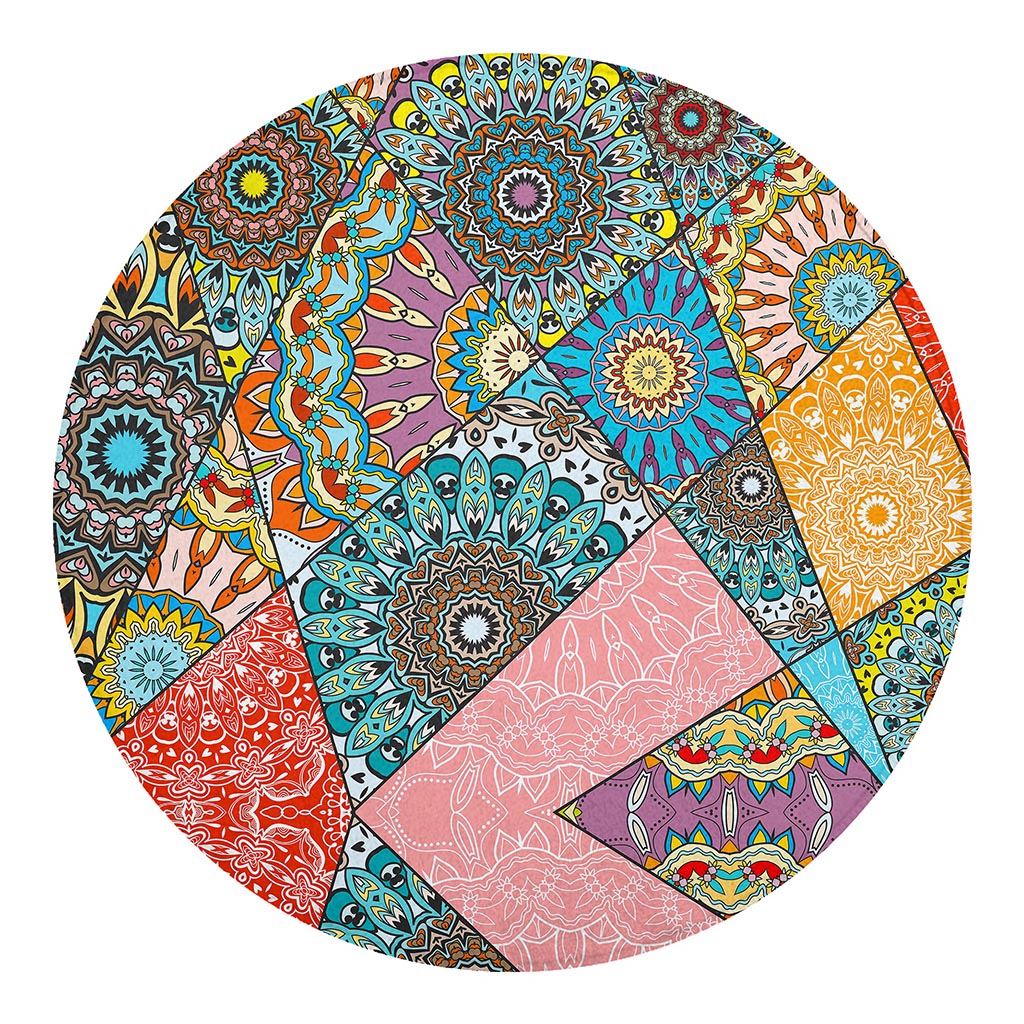 Patchwork Mandala Bohemian Pattern Print Round Blanket