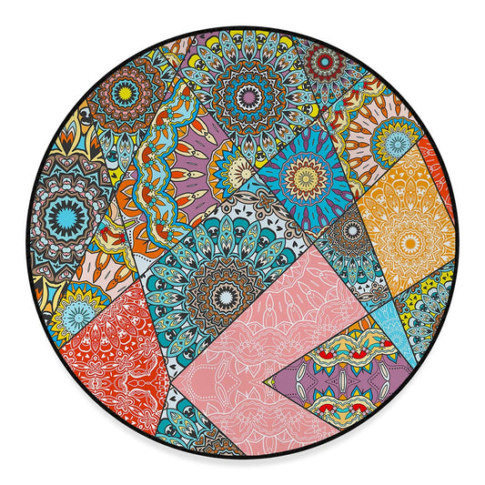 Patchwork Mandala Bohemian Pattern Print Round Floor Mat