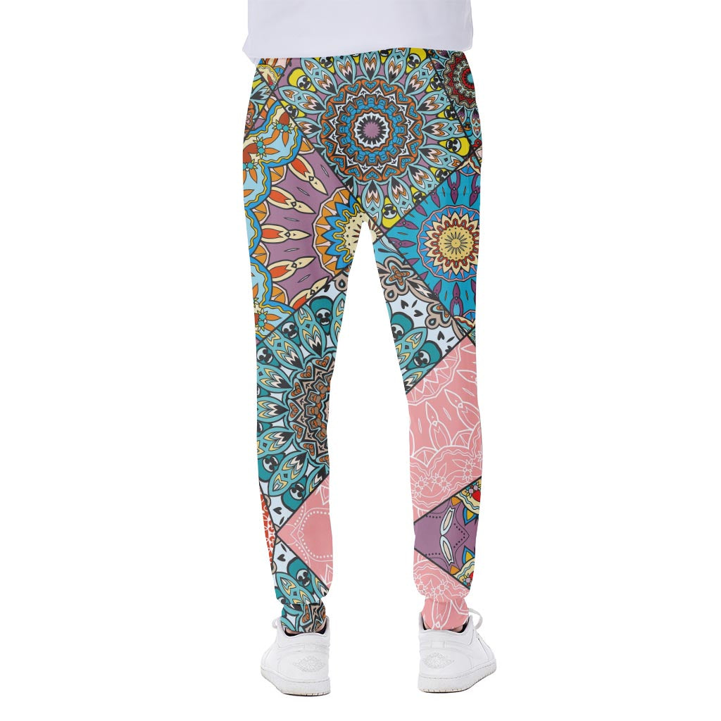 Patchwork Mandala Bohemian Pattern Print Scuba Joggers
