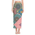 Patchwork Mandala Bohemian Pattern Print Side Slit Maxi Skirt