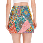 Patchwork Mandala Bohemian Pattern Print Side Slit Mini Skirt