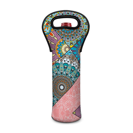 Patchwork Mandala Bohemian Pattern Print Single Neoprene Wine Tote